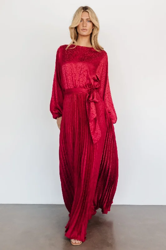 Marva Pleated Maxi Dress | Wine