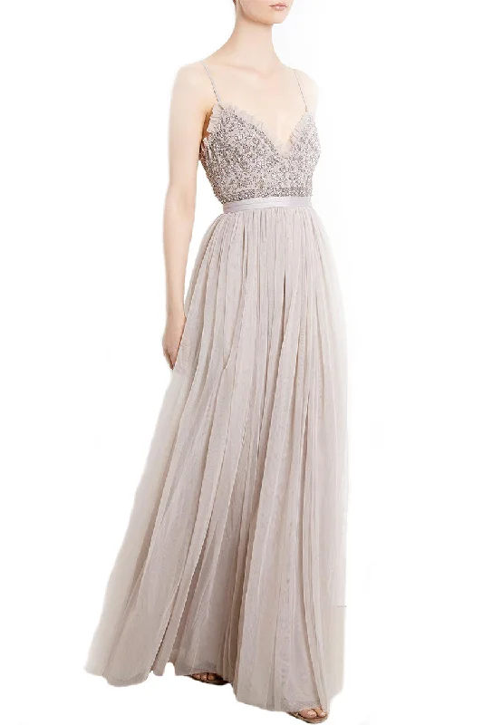 Nude Andromeda Tie Back Sleeveless Embellished Maxi Dress