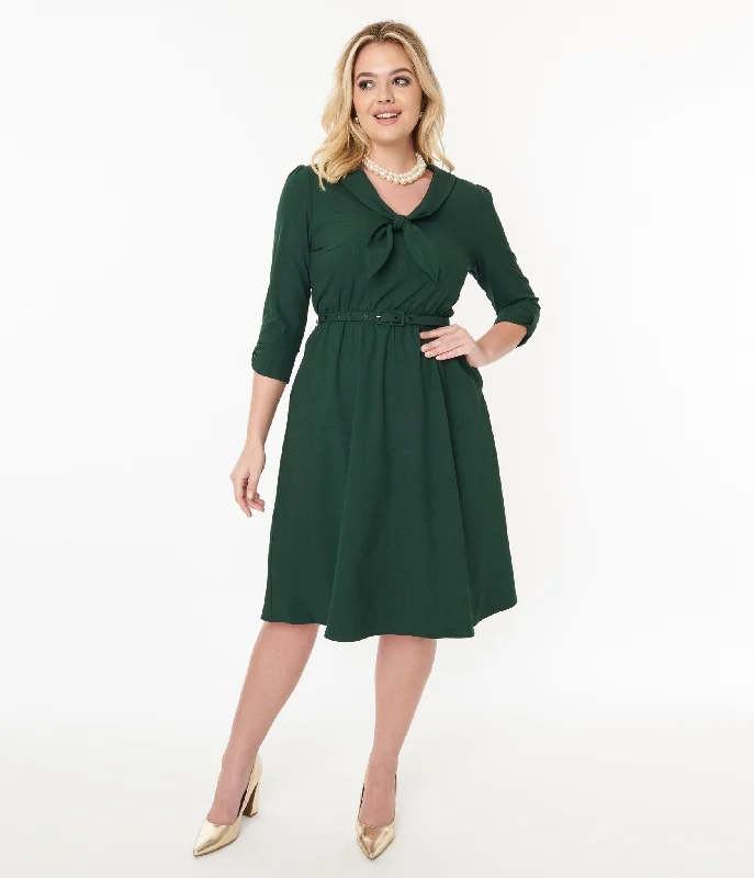 Voodoo Vixen Green Neck Tie Swing Dress