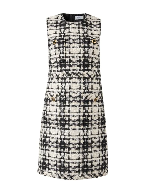 Black and White Plaid Tweed Dress