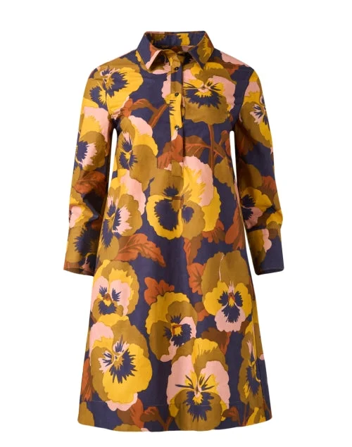 Jackie Multi Pansy Print Cotton Dress