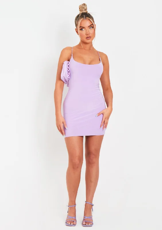 Nikki Lilac Slinky Double Thickness Mini Dress