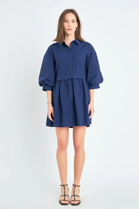 Puff Sleeve Shirt Dress