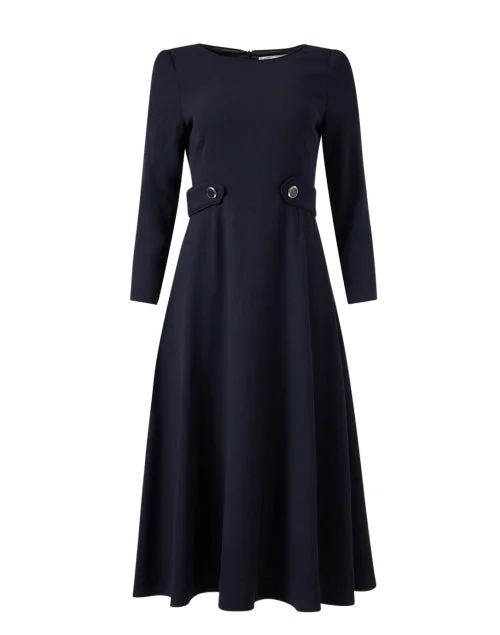 Tiffany Navy Wool Crepe Dress