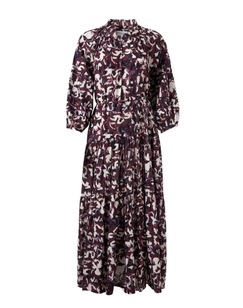 Trinidad Purple Print Cotton Silk Dress