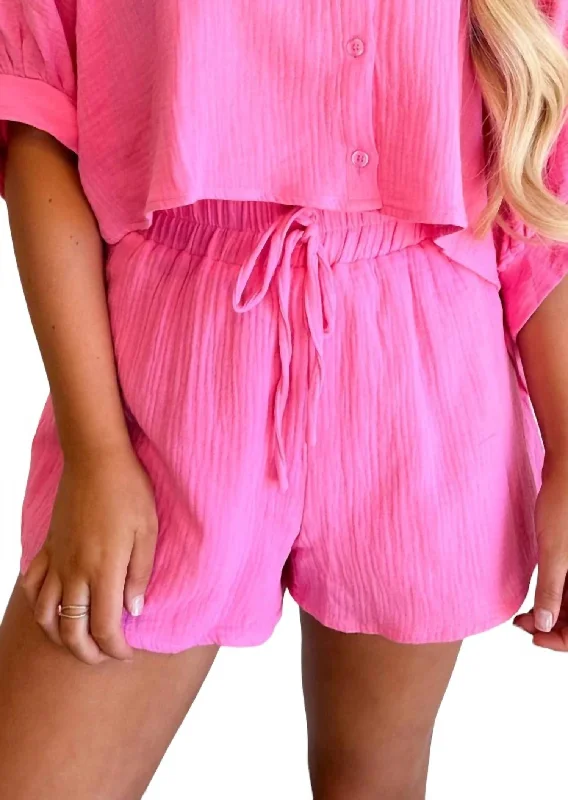 By The Pool Gauze Shorts In Pink