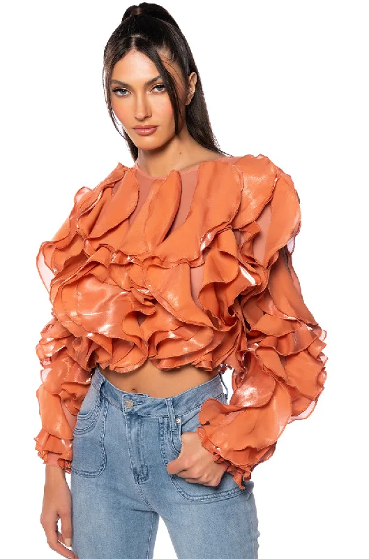 CAMELLIA RUFFLE LONG SLEEVE BLOUSE