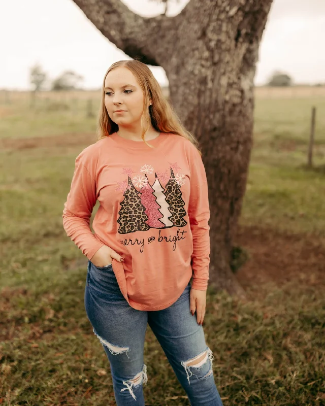 Mauve Merry & Bright Long Sleeve Tee