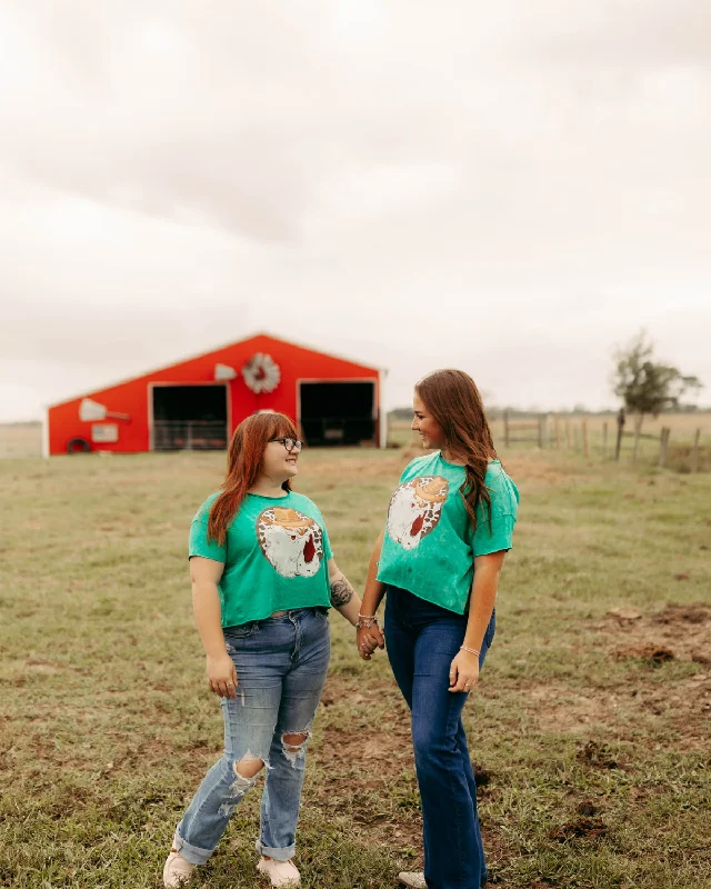 Western Santa Green Cropped tee