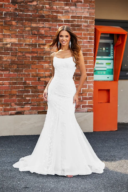 White Mermaid Lace Long Wedding Dress