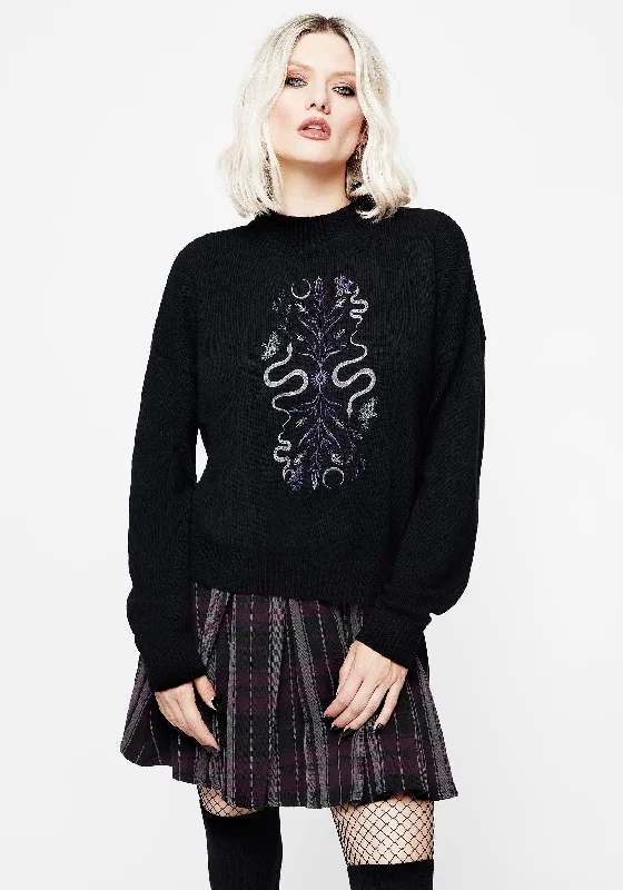 Dominion Snake Embroidered Knit Jumper