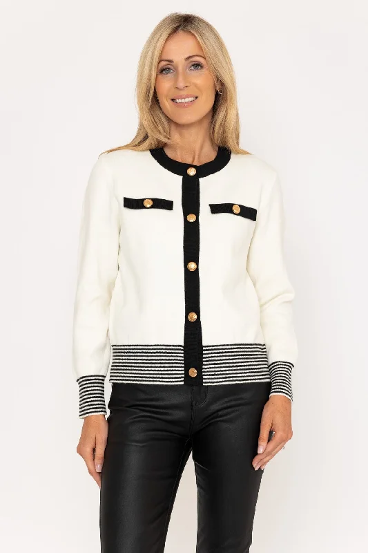 Ecru & Black Contrast Cardigan