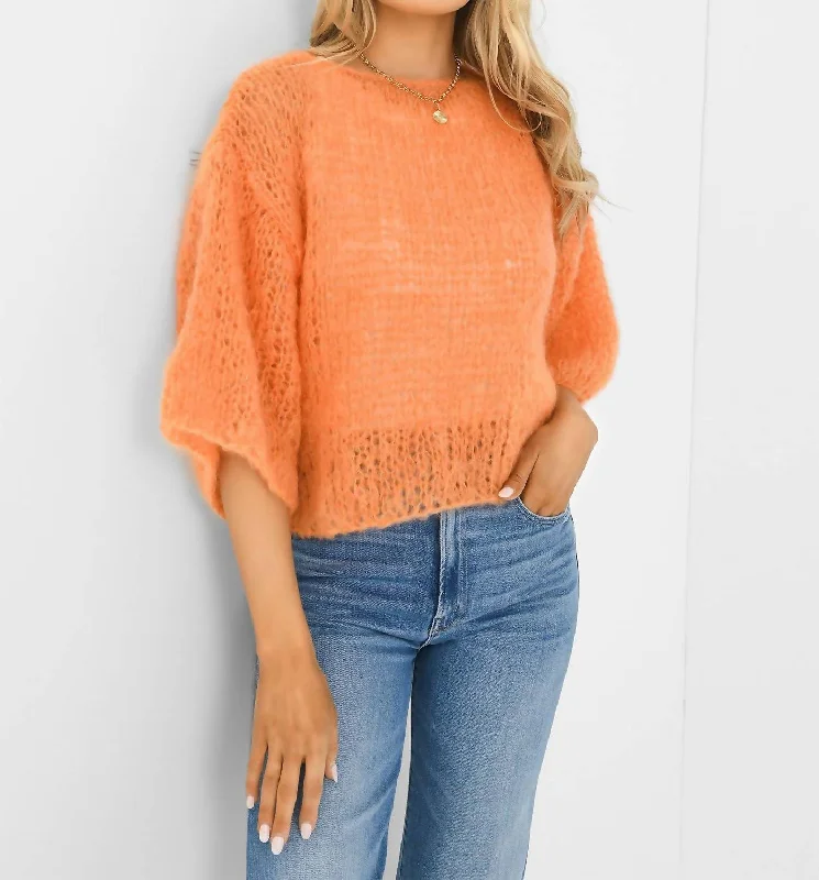 Light Mohair T-Shirt In Cantaloup