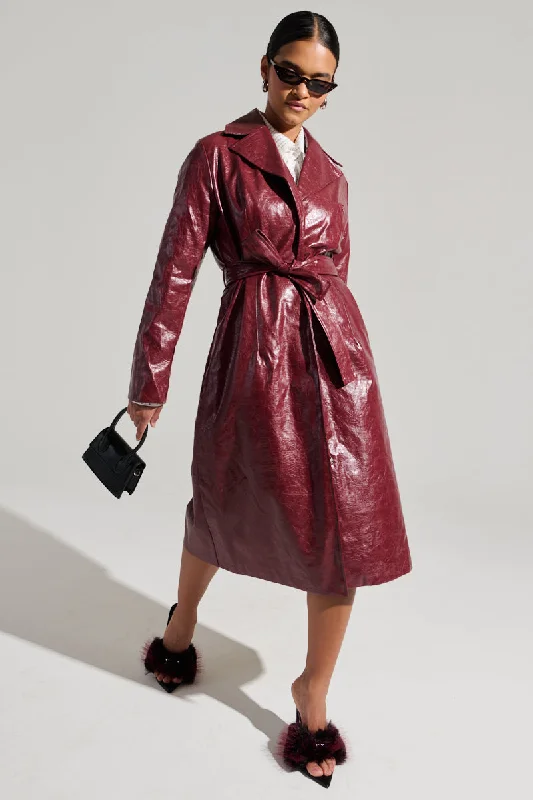 MISA FAUX LEATHER TRENCH