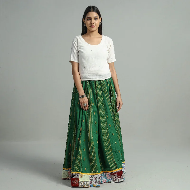 Green - Jacquard Patchwork 24 Kali Cotton Long Skirt 38