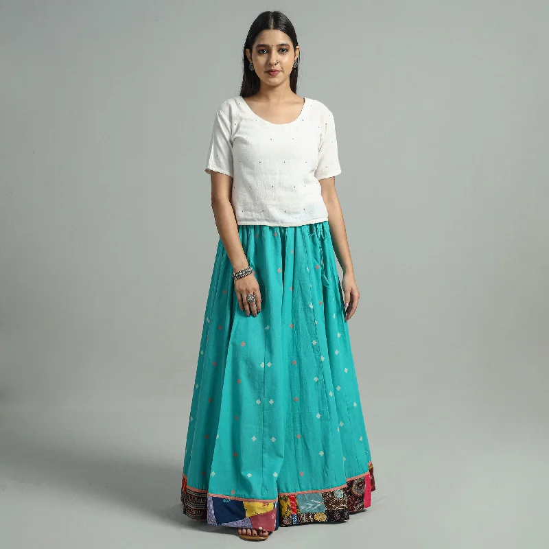 Blue - Jacquard Patchwork 24 Kali Cotton Long Skirt 39