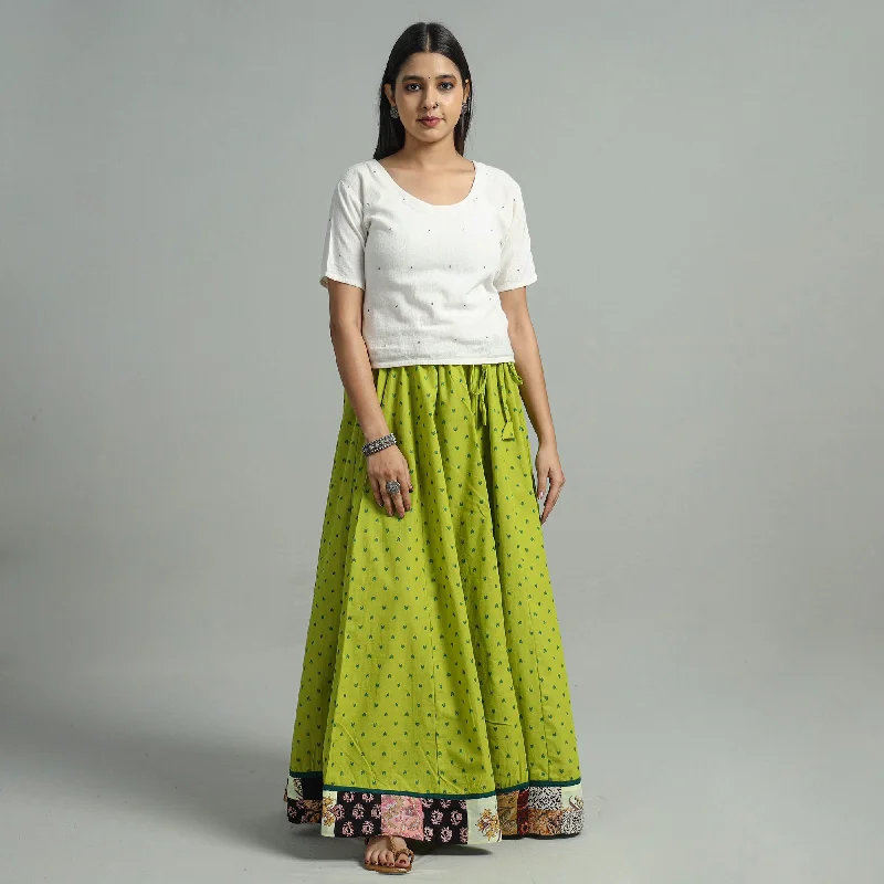 Green - Jacquard Patchwork 24 Kali Cotton Long Skirt 40