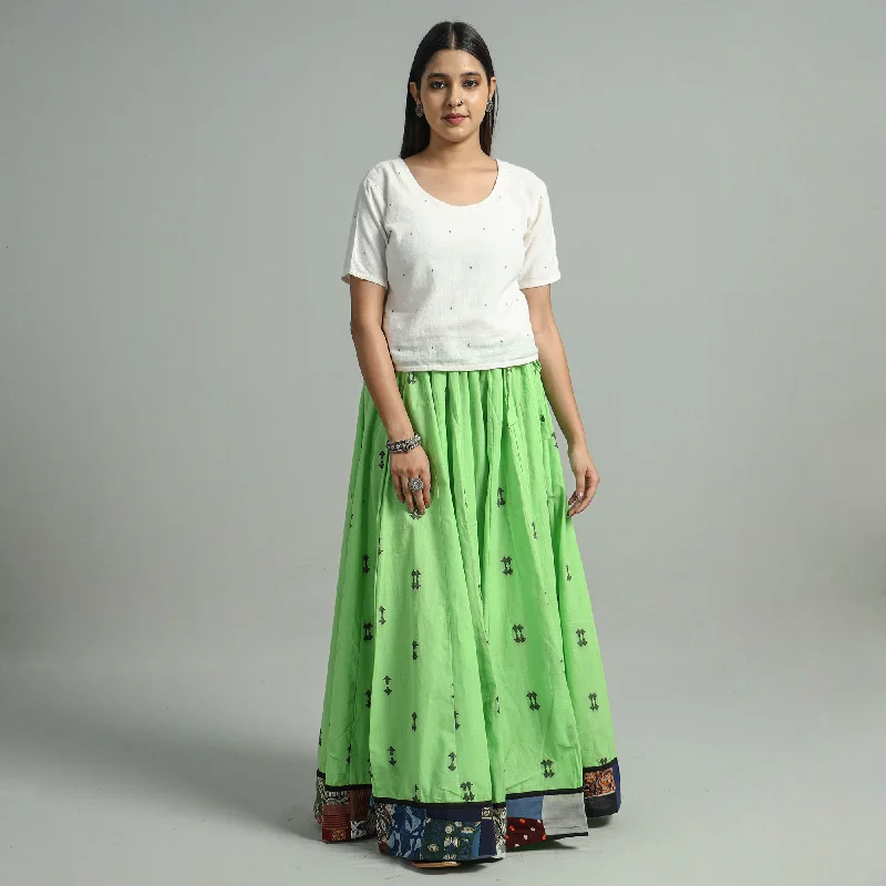 Green - Jacquard Patchwork 24 Kali Cotton Long Skirt 50