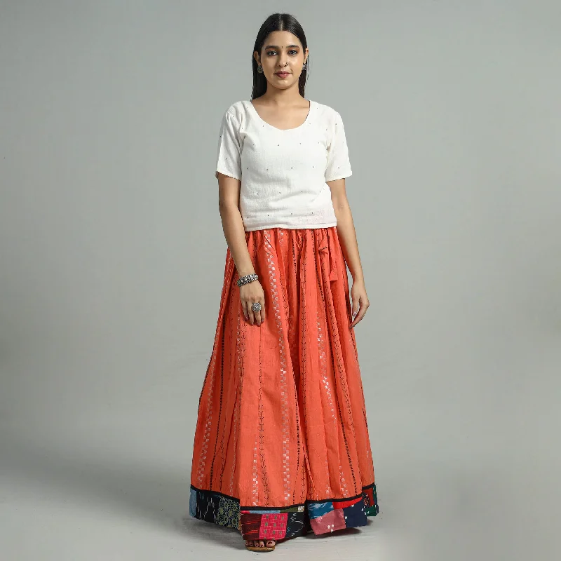 Orange - Jacquard Patchwork 24 Kali Cotton Long Skirt 52