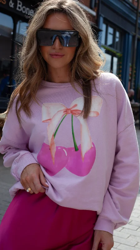 Christabel Lilac Cherry Printed Sweatshirt