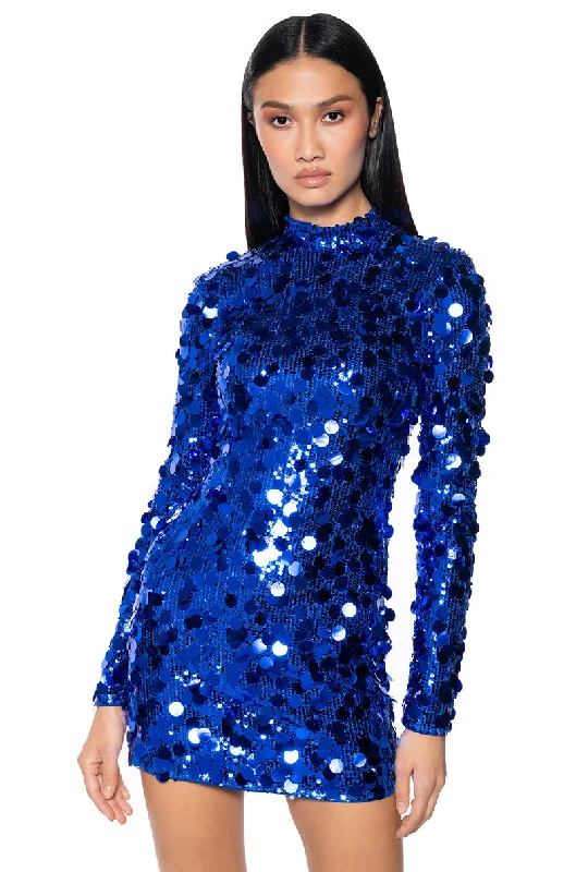 ALWAYS FULL GLAM SEQUIN MINI DRESS