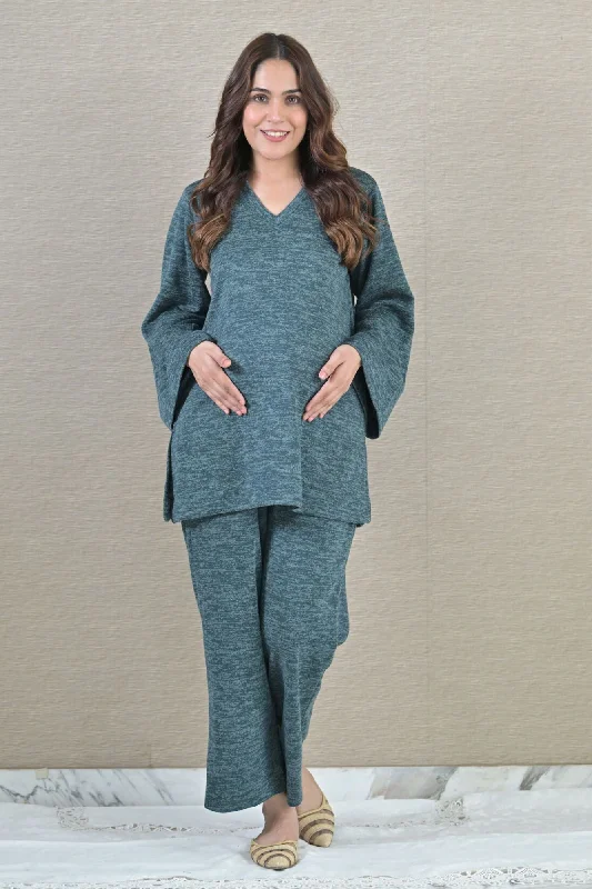 Homey Blue Maternity Stretchable Winter Coord Set (2 pc)