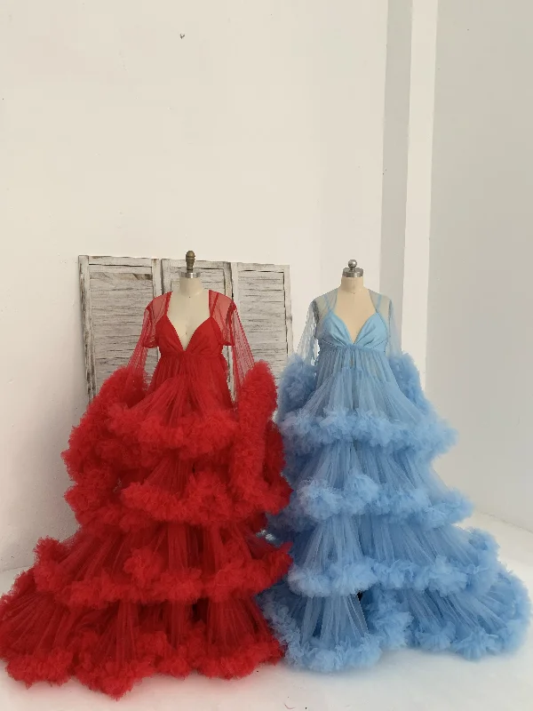 2 Pieces Tulle Maternity Dress for Photo Shoot Maternity Gown Baby Shower Dress