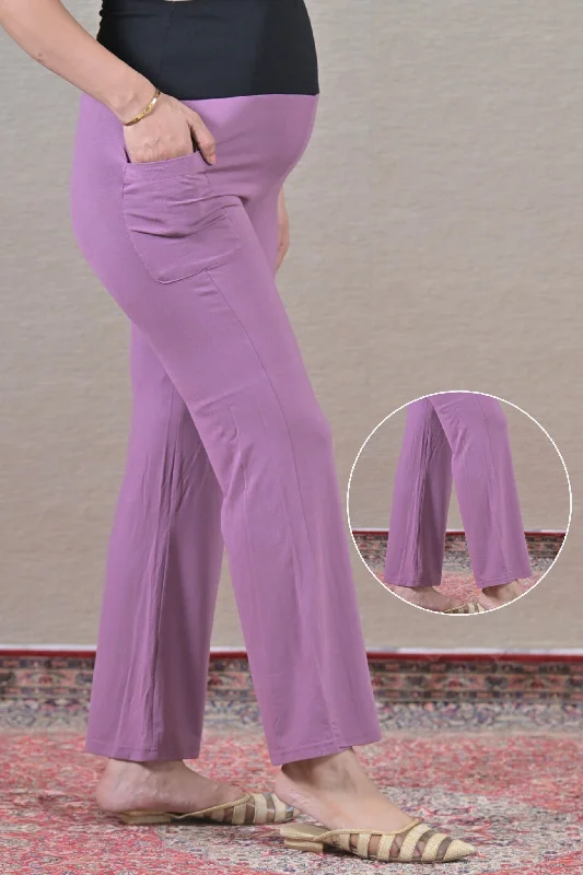 Mauve Over The Bump Comfy Pant (BAMBOO LYCRA - STRAIGHT FIT)