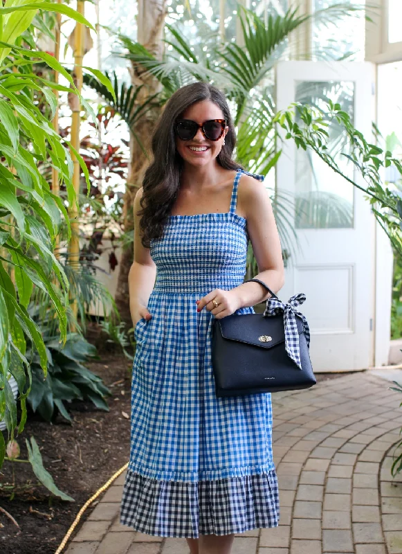 Taylor Smocked Dress in Blue Gingham