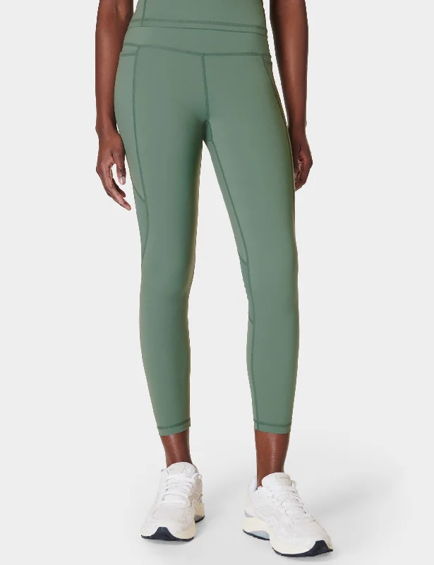 Power Aerial Mesh 7/8 Gym Leggings - Cool Forest Green